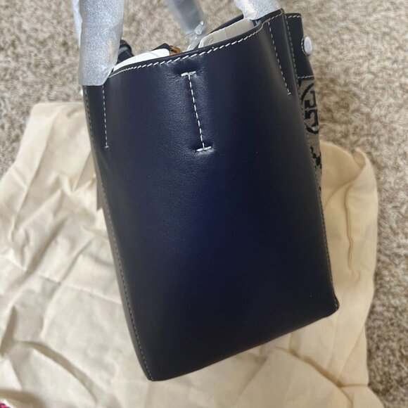 Tory Burch McGraw T Monogram Dragonfly Tote Tory Navy - Picture 9 of 10